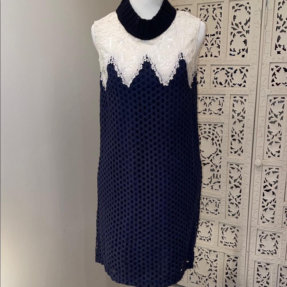Sea New York Navy and Cream Lace Mini Dress